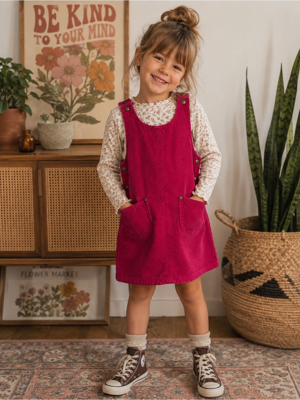 Vintage Concept‎ Clothing Pink Corduroy Overall Jumper Dress Toddler Girls 4T